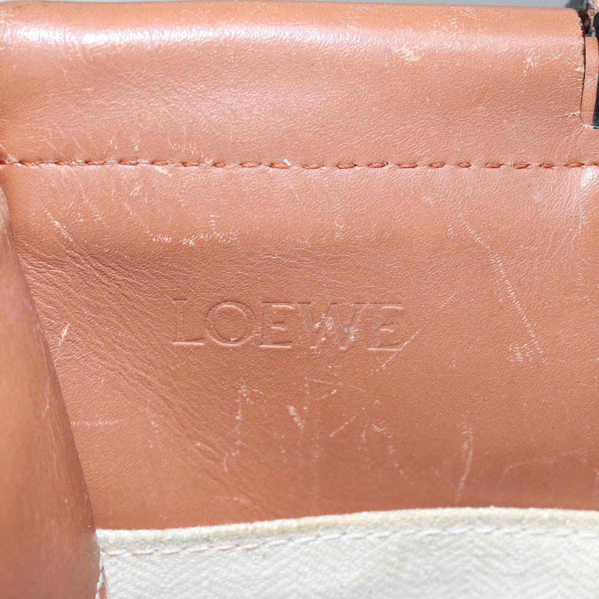 LOEWE Anagram Tote Bag Canvas Leather Orange Brown Auth hk1621