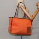 LOEWE Anagram Tote Bag Canvas Leather Orange Brown Auth hk1621-23