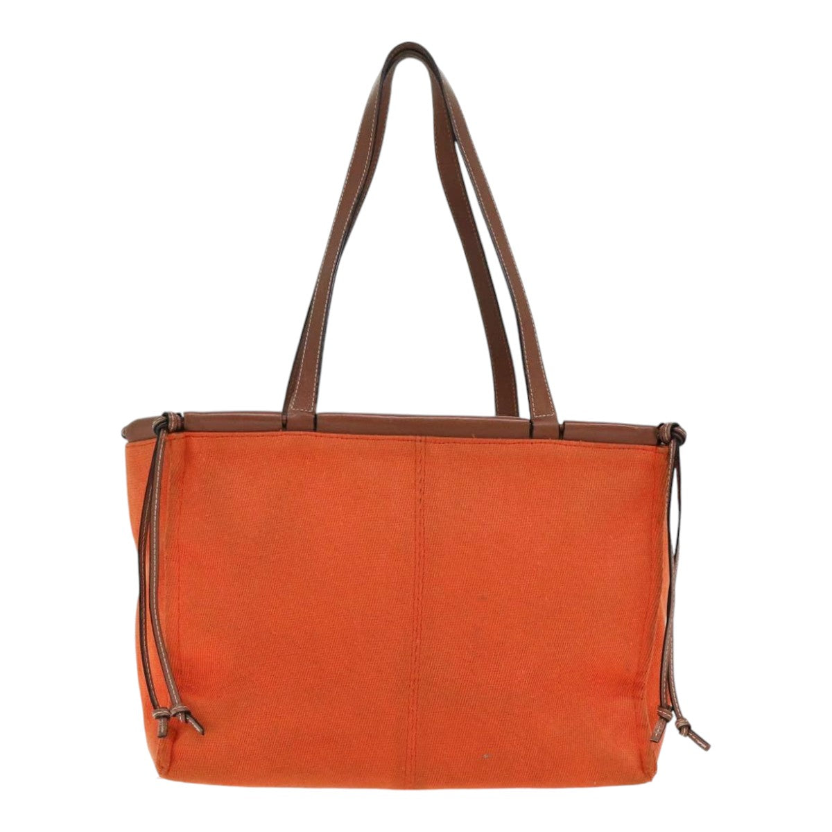 LOEWE Anagram Tote Bag Canvas Leather Orange Brown Auth hk1621 - 0