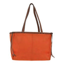 LOEWE Anagram Tote Bag Canvas Leather Orange Brown Auth hk1621-2