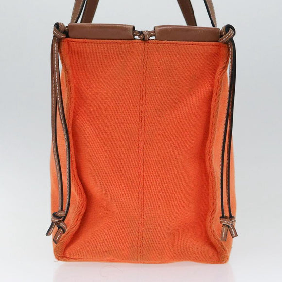 LOEWE Anagram Tote Bag Canvas Leather Orange Brown Auth hk1621