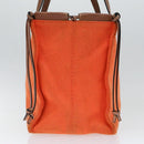 LOEWE Anagram Tote Bag Canvas Leather Orange Brown Auth hk1621-4