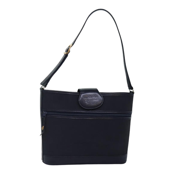 Burberrys Shoulder Bag Nylon Leather Navy Gold Auth hk1626