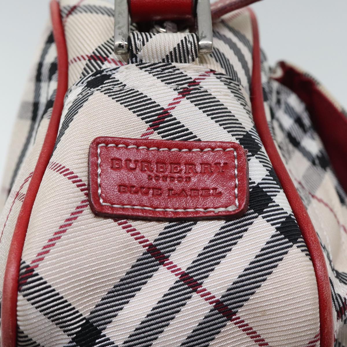 BURBERRY Nova Check Shoulder Bag Canvas Leather Beige Red Auth hk1650