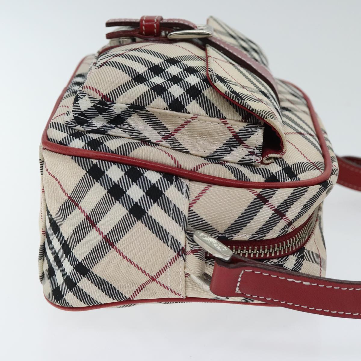 BURBERRY Nova Check Shoulder Bag Canvas Leather Beige Red Auth hk1650