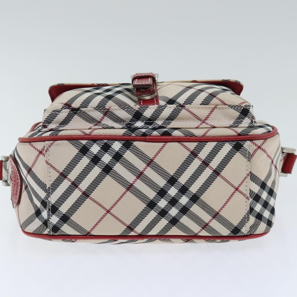 BURBERRY Nova Check Shoulder Bag Canvas Leather Beige Red Auth hk1650