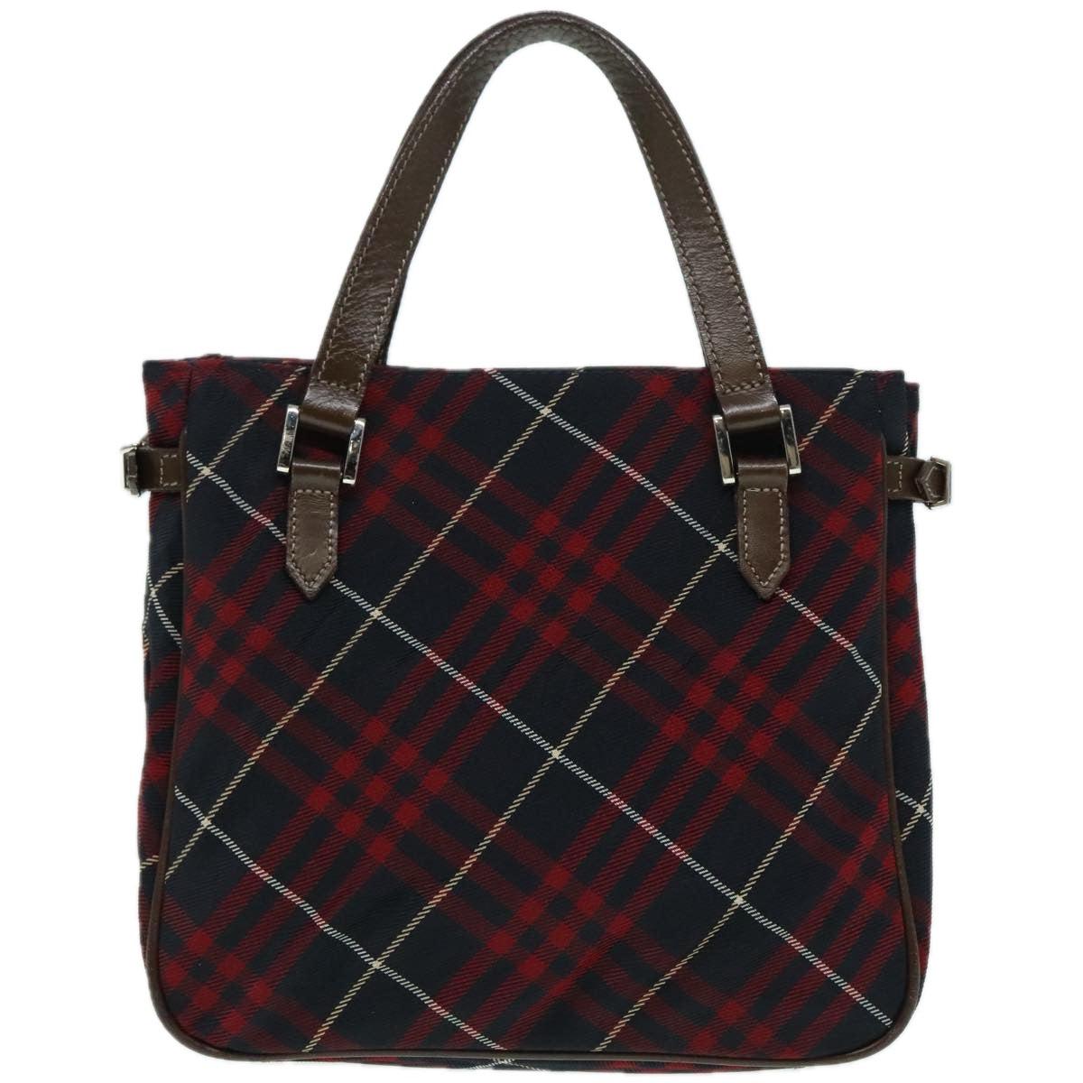 BURBERRY Nova Check Blue Label Hand Bag Canvas Red Auth hk1651 - 0