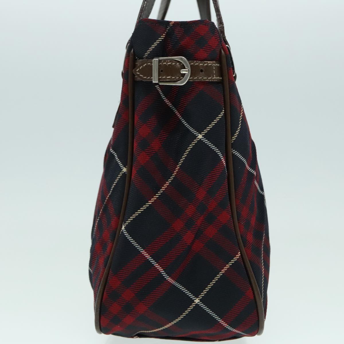 BURBERRY Nova Check Blue Label Hand Bag Canvas Red Auth hk1651