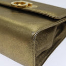 Salvatore Ferragamo Gancini Shoulder Bag Leather Gold Auth hk1653-9