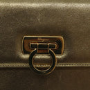 Salvatore Ferragamo Gancini Shoulder Bag Leather Gold Auth hk1653-17
