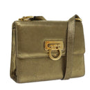 Salvatore Ferragamo Gancini Shoulder Bag Leather Gold Auth hk1653-1