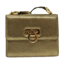 Salvatore Ferragamo Gancini Shoulder Bag Leather Gold Auth hk1653-13