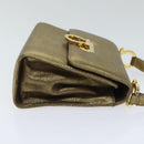 Salvatore Ferragamo Gancini Shoulder Bag Leather Gold Auth hk1653-3
