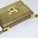 Salvatore Ferragamo Gancini Shoulder Bag Leather Gold Auth hk1653-6