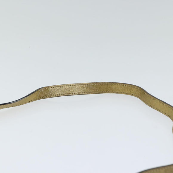 Salvatore Ferragamo Gancini Shoulder Bag Leather Gold Auth hk1653