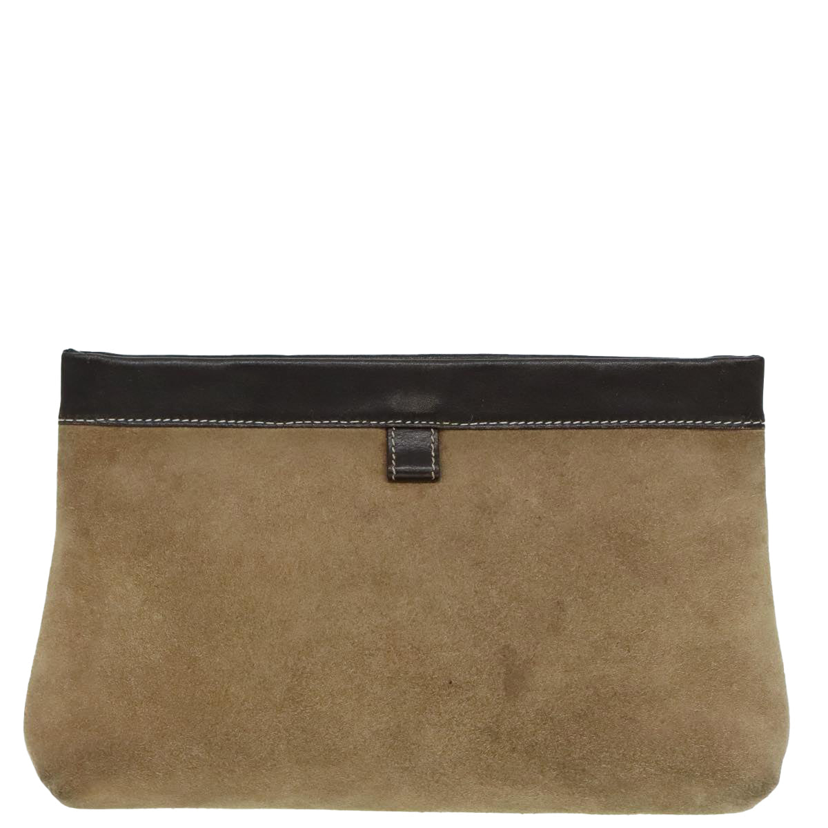 LOEWE anagram Clutch Bag Leather Beige Auth hk1656 - 0