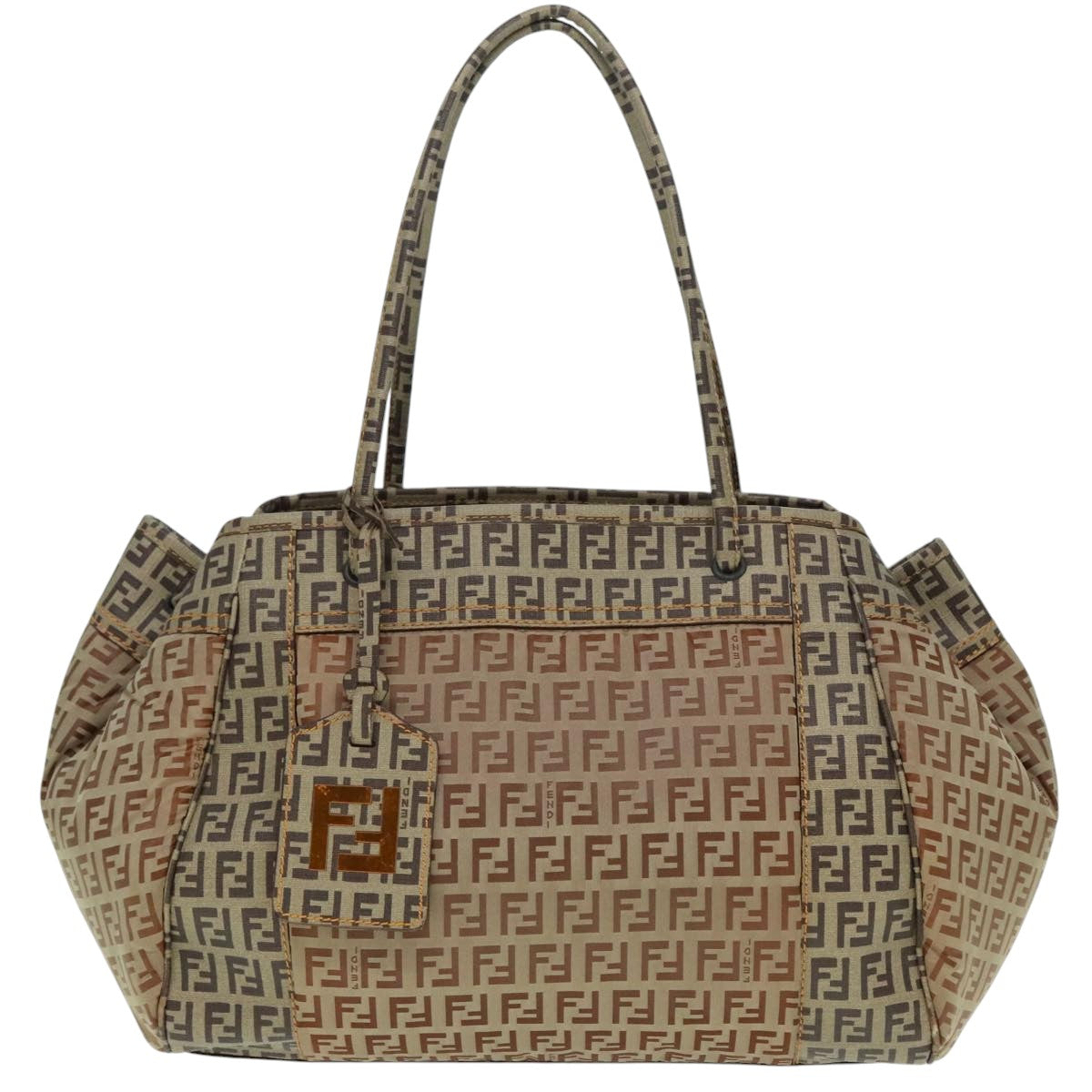 FENDI Zucchino Tote Bag Nylon Beige 8BN174 Auth hk1659