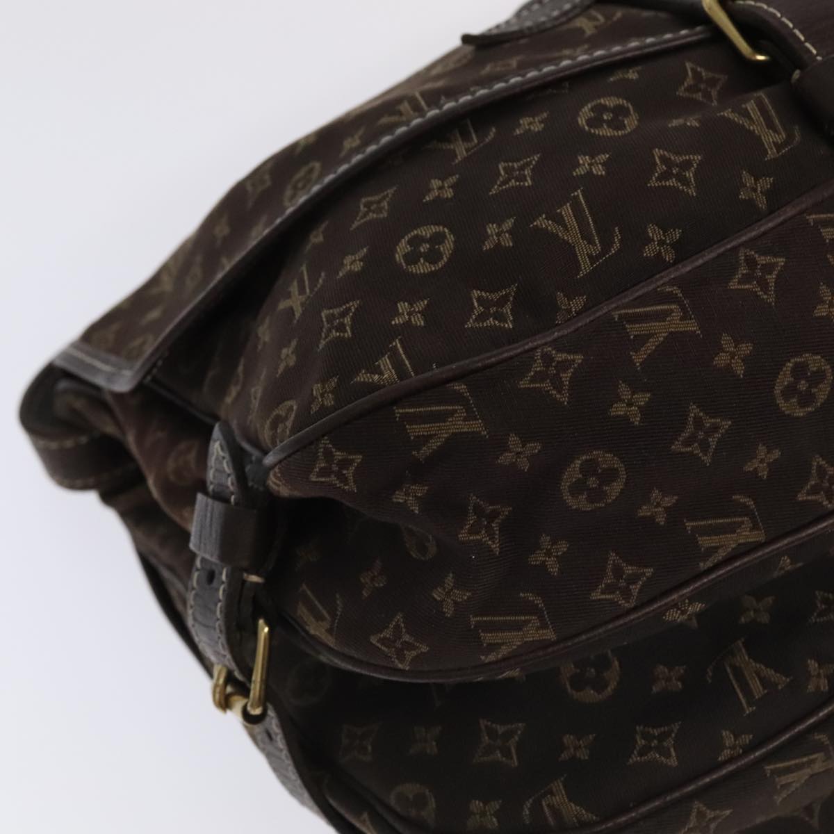 LOUIS VUITTON Monogram Mini Lin Saumur PM Shoulder Bag Ebene M95227 Auth hk1691