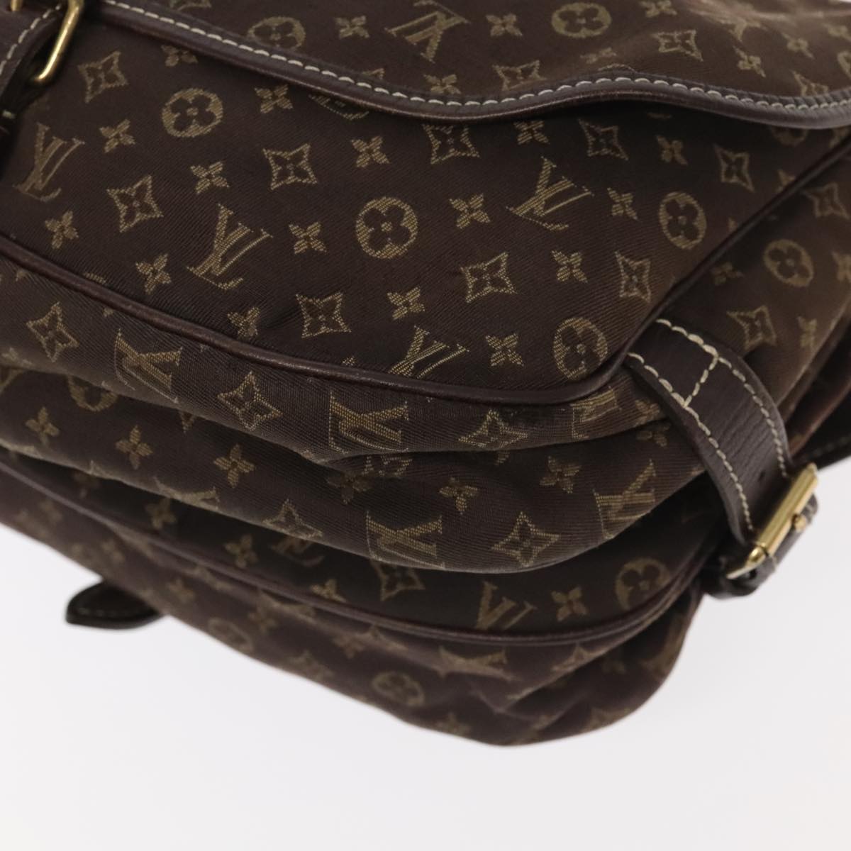 LOUIS VUITTON Monogram Mini Lin Saumur PM Shoulder Bag Ebene M95227 Auth hk1691