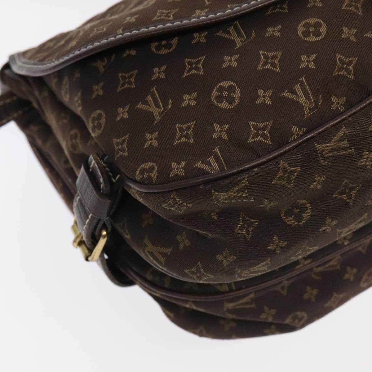 LOUIS VUITTON Monogram Mini Lin Saumur PM Shoulder Bag Ebene M95227 Auth hk1691