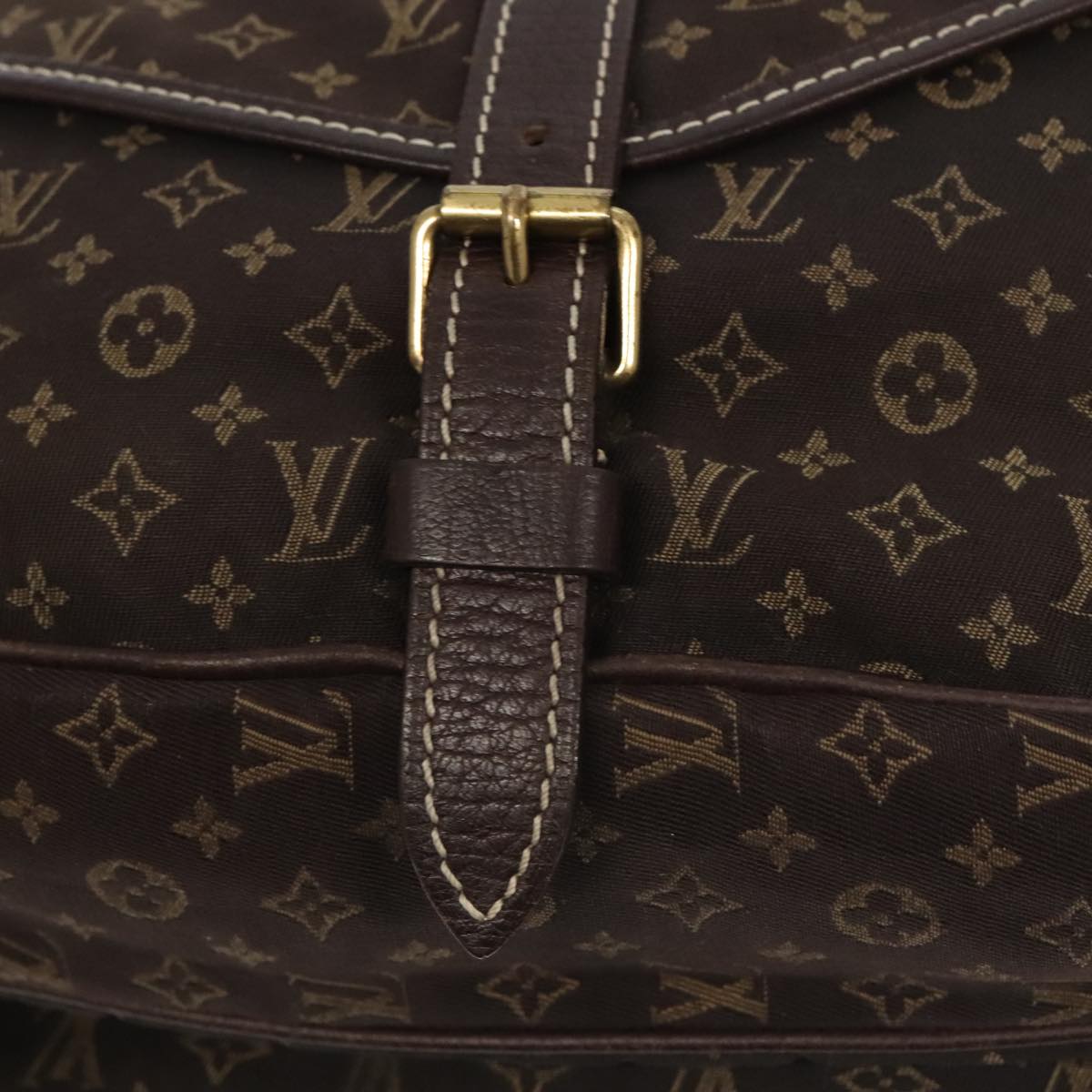 LOUIS VUITTON Monogram Mini Lin Saumur PM Shoulder Bag Ebene M95227 Auth hk1691