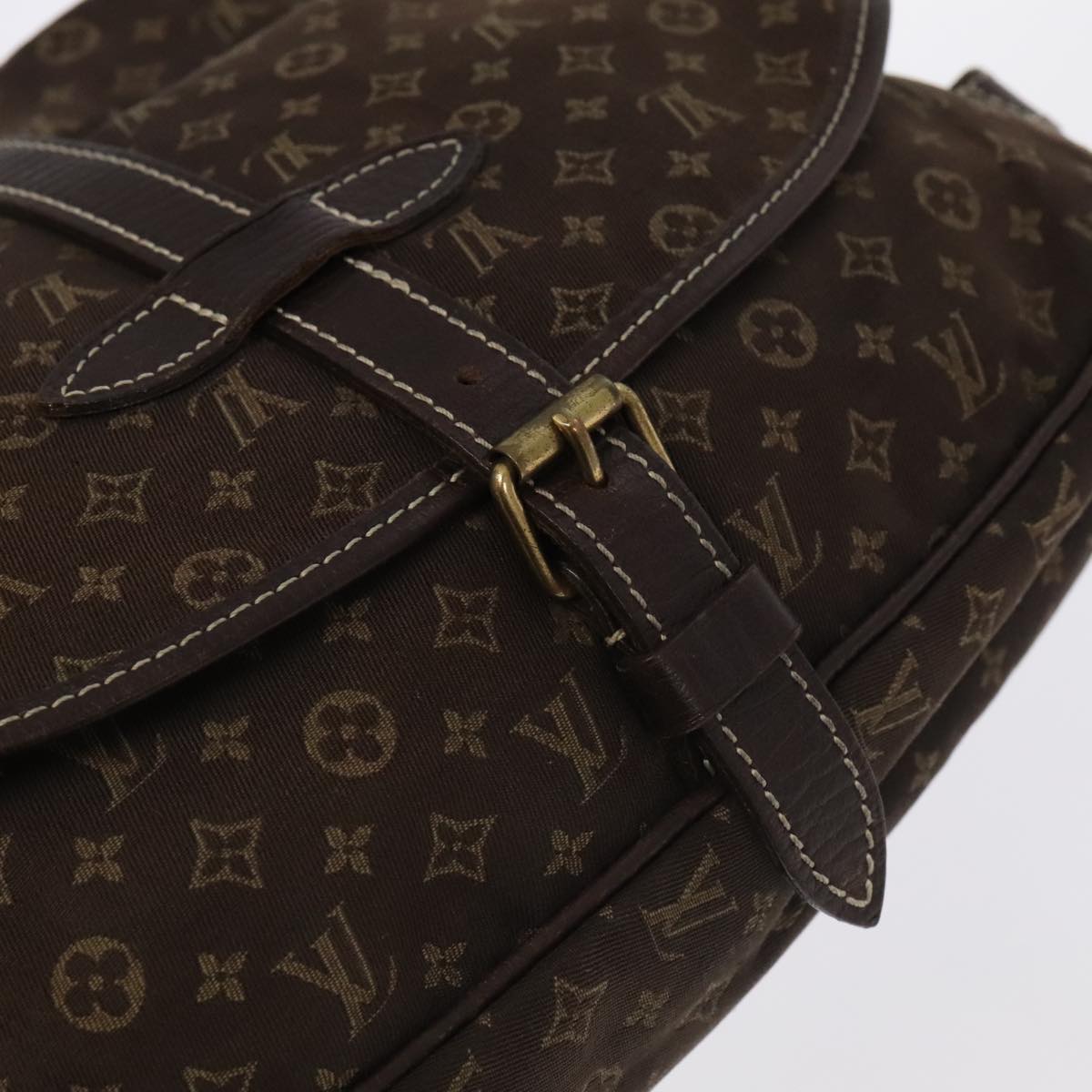 LOUIS VUITTON Monogram Mini Lin Saumur PM Shoulder Bag Ebene M95227 Auth hk1691