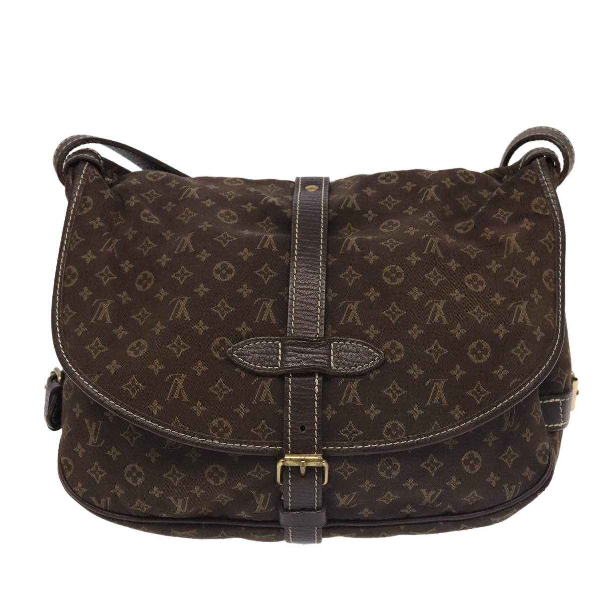 LOUIS VUITTON Monogram Mini Lin Saumur PM Shoulder Bag Ebene M95227 Auth hk1691 - 0