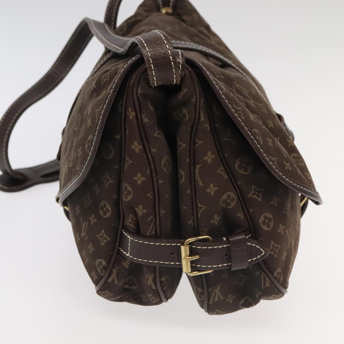 LOUIS VUITTON Monogram Mini Lin Saumur PM Shoulder Bag Ebene M95227 Auth hk1691