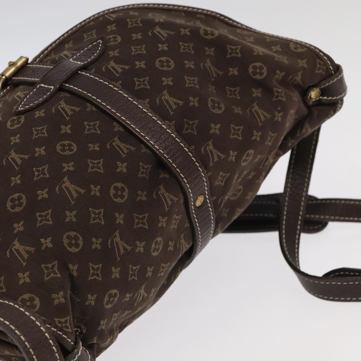 LOUIS VUITTON Monogram Mini Lin Saumur PM Shoulder Bag Ebene M95227 Auth hk1691