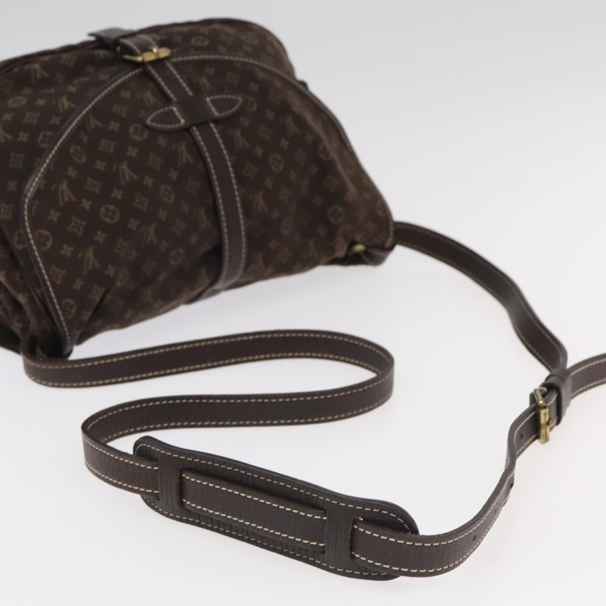 LOUIS VUITTON Monogram Mini Lin Saumur PM Shoulder Bag Ebene M95227 Auth hk1691