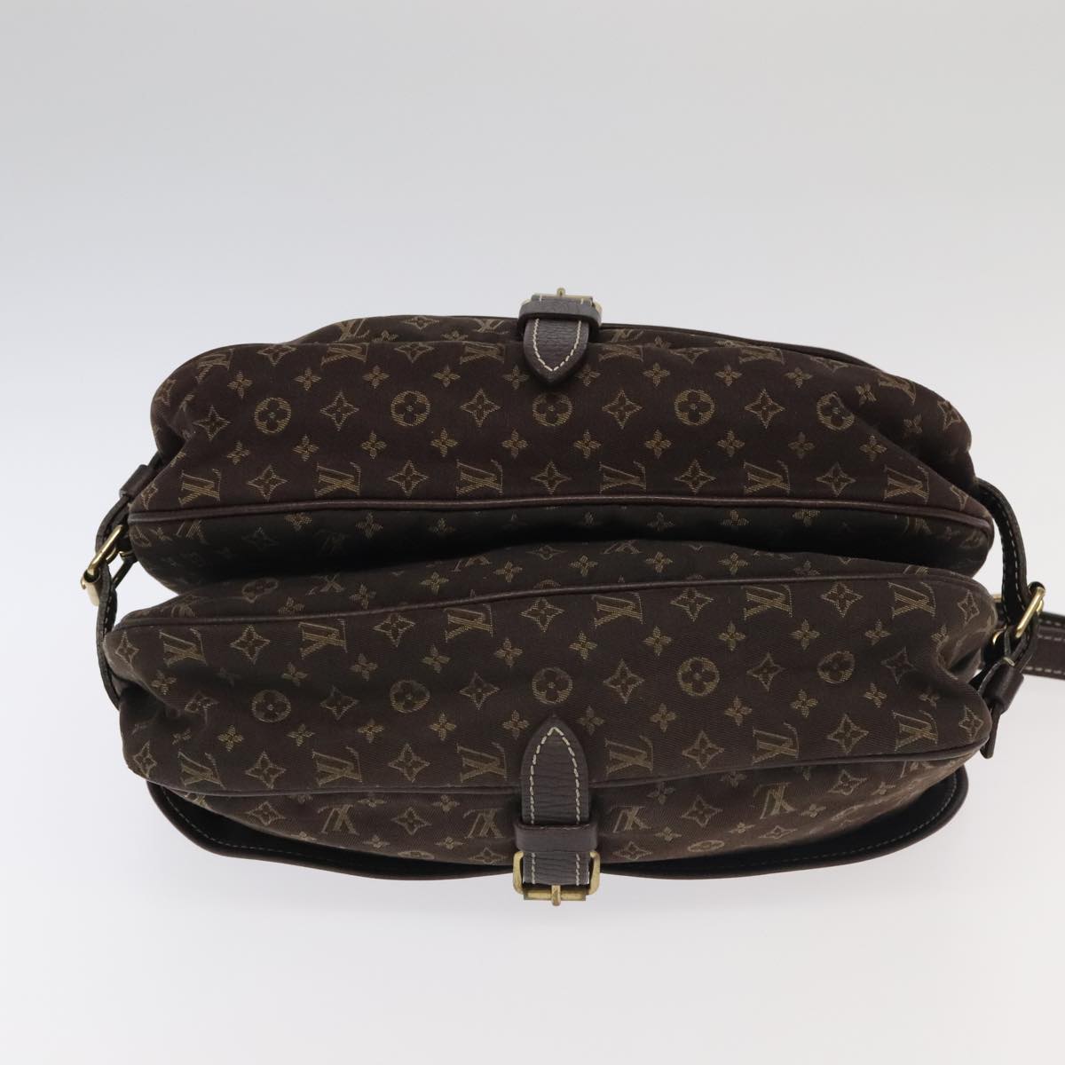 LOUIS VUITTON Monogram Mini Lin Saumur PM Shoulder Bag Ebene M95227 Auth hk1691