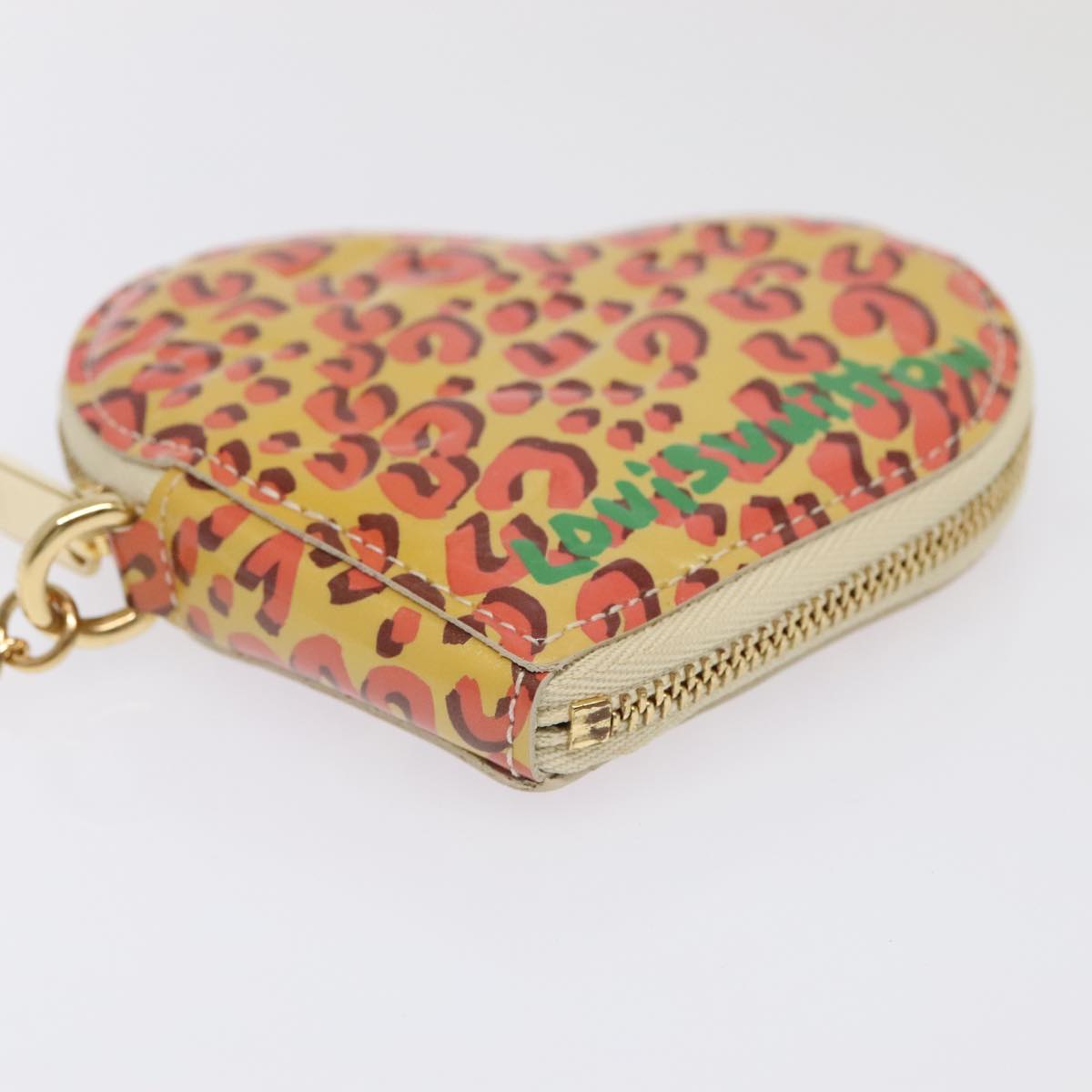 LOUIS VUITTON Vernis Leopard Porte Monnaie Coeur Broncorail M91473 Auth hk1694