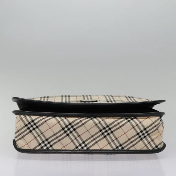 BURBERRY Nova Check Shoulder Bag Canvas Leather Beige Black Auth hk1703