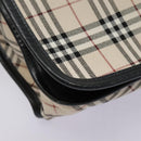 BURBERRY Nova Check Shoulder Bag Canvas Leather Beige Black Auth hk1703-11