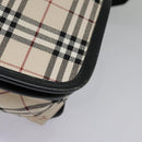 BURBERRY Nova Check Shoulder Bag Canvas Leather Beige Black Auth hk1703-12