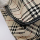 BURBERRY Nova Check Shoulder Bag Canvas Leather Beige Black Auth hk1703-14