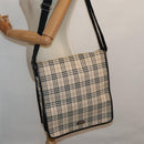 BURBERRY Nova Check Shoulder Bag Canvas Leather Beige Black Auth hk1703-25