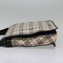 BURBERRY Nova Check Shoulder Bag Canvas Leather Beige Black Auth hk1703-5
