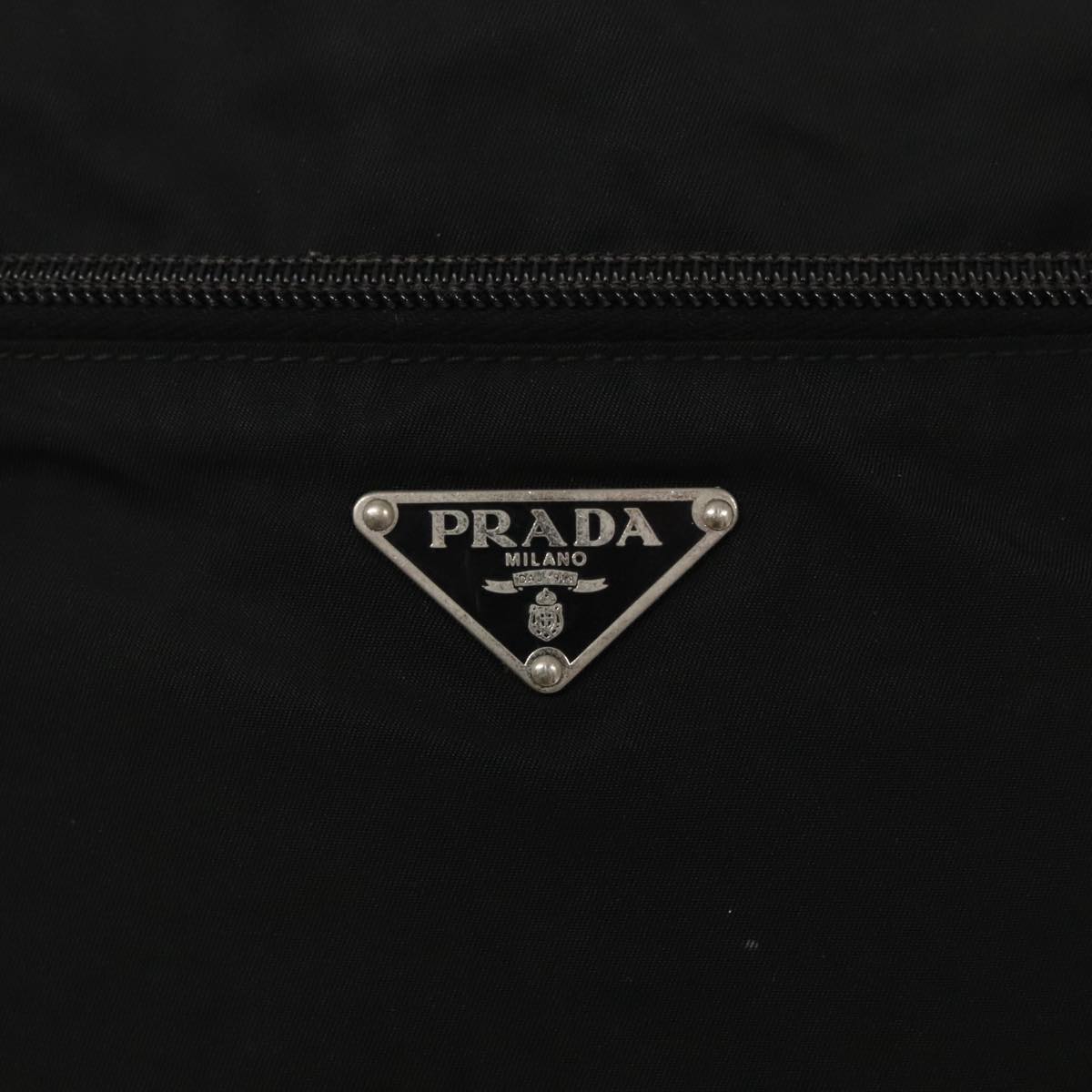 PRADA Shoulder Bag Nylon Black Silver Auth hk1705