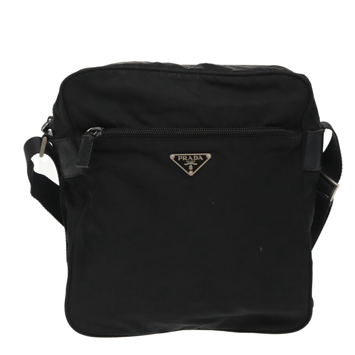 PRADA Shoulder Bag Nylon Black Silver Auth hk1705