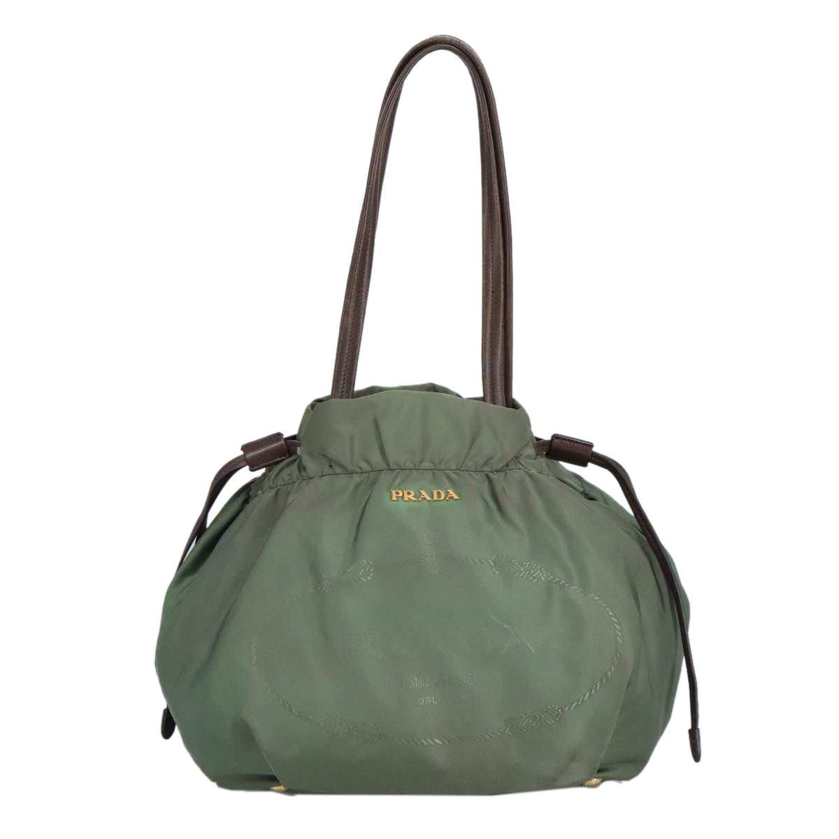 PRADA Tote Bag Nylon Khaki Auth hk1706