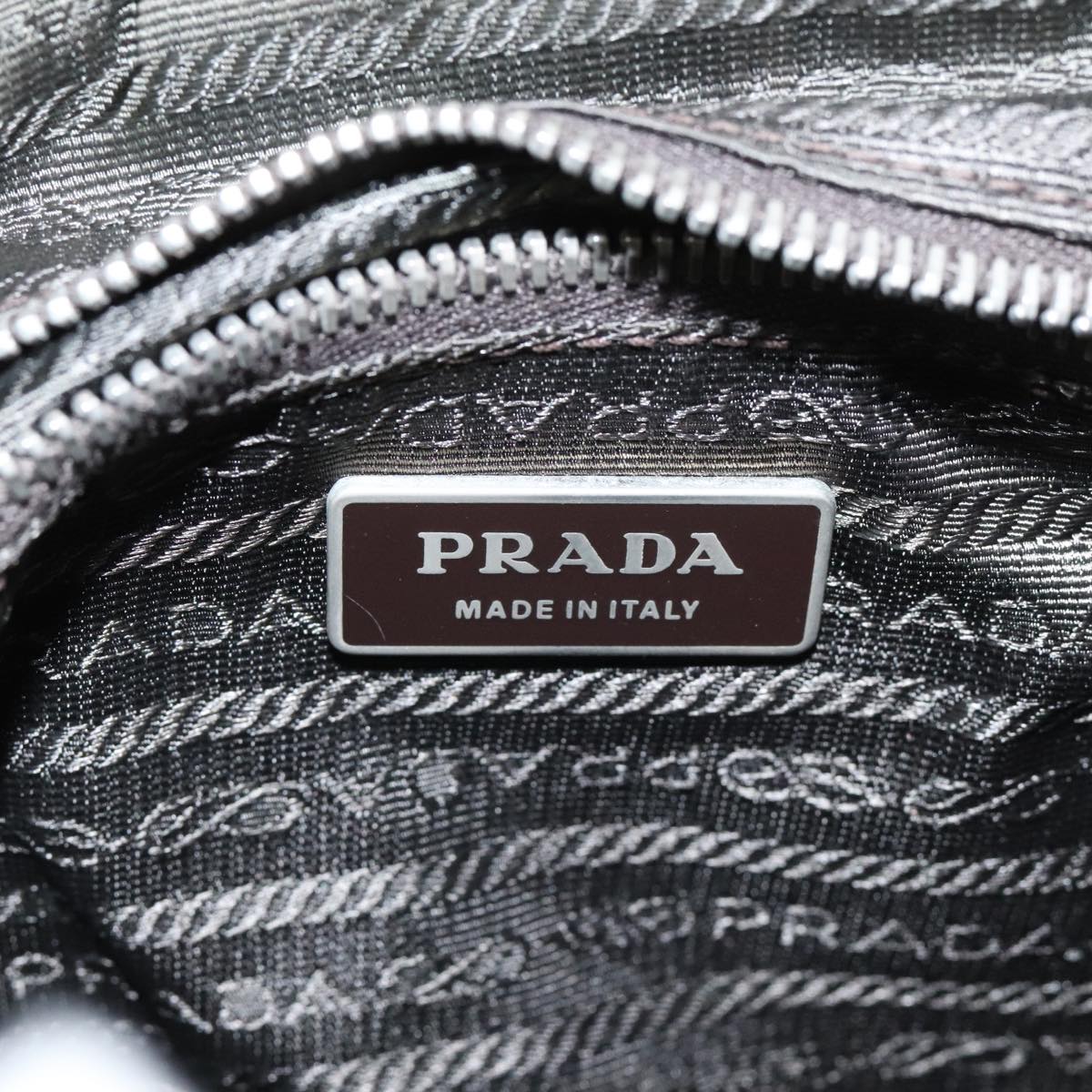 PRADA Shoulder Bag Nylon Khaki Silver Auth hk1708