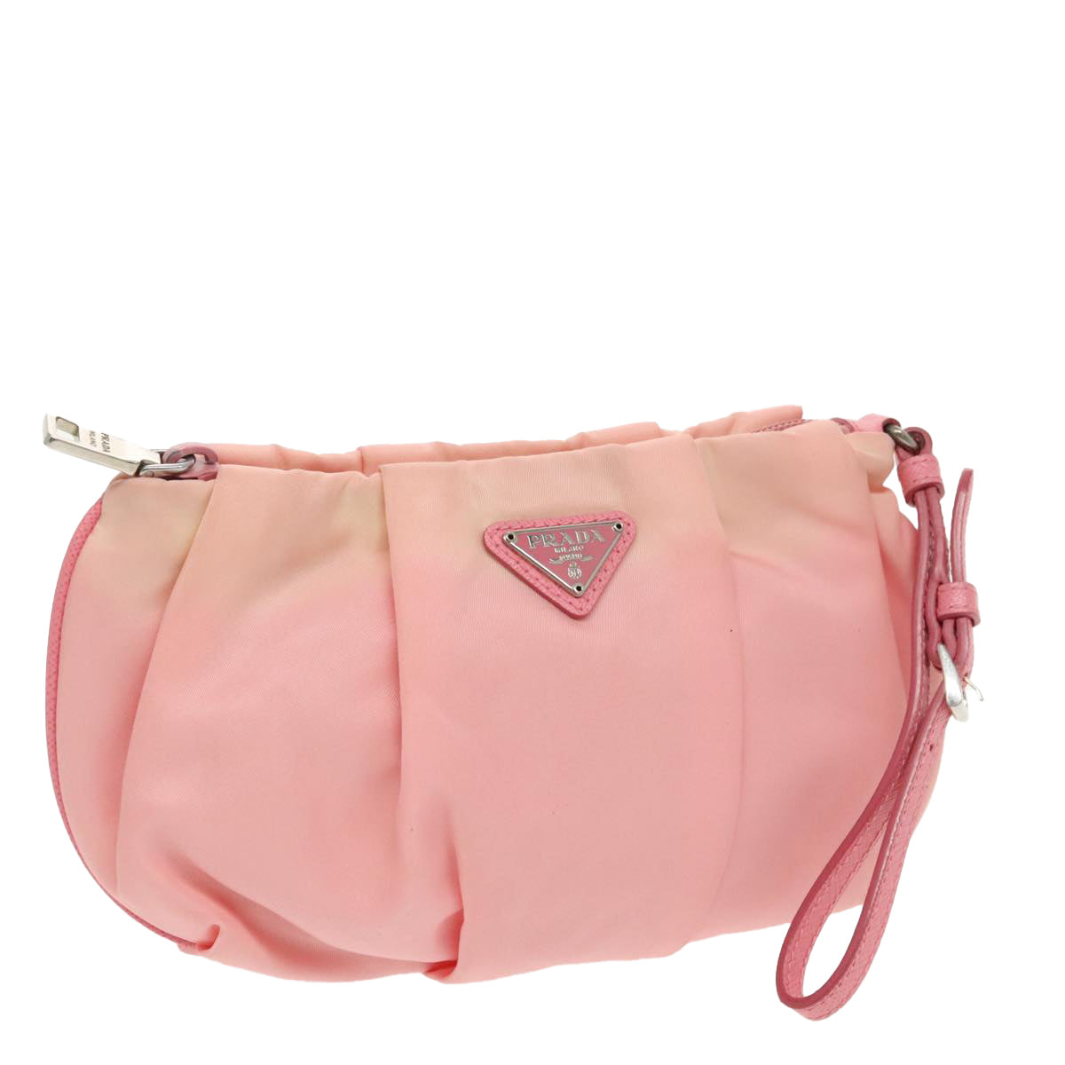 PRADA Pouch Nylon Pink Silver Auth hk1709