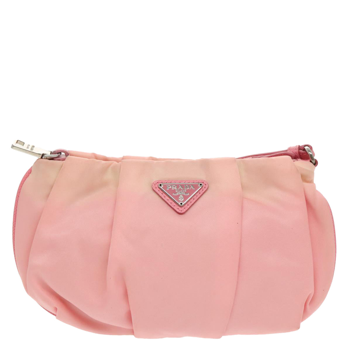 PRADA Pouch Nylon Pink Silver Auth hk1709