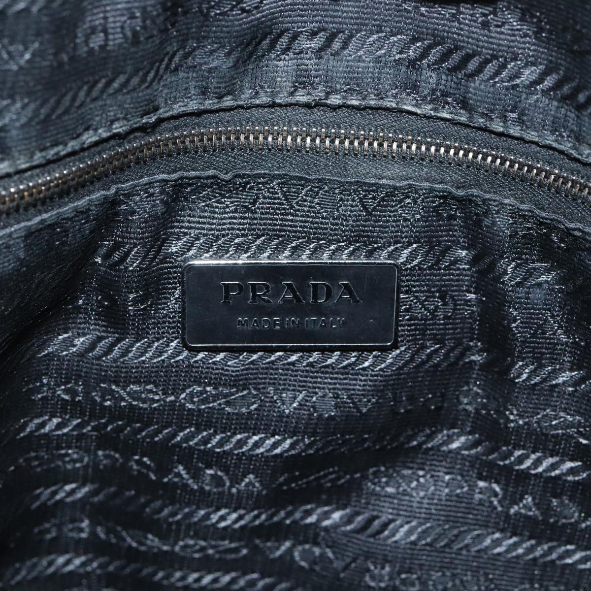 PRADA Hand Bag Leather Black Silver Auth hk1711