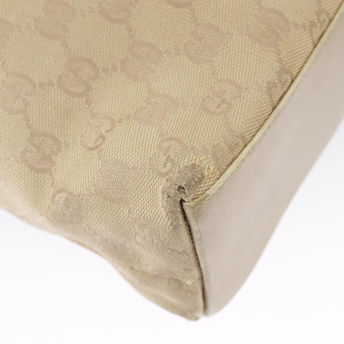 GUCCI GG Canvas Bamboo Tote Bag Beige Gold 92709 Auth hk1719