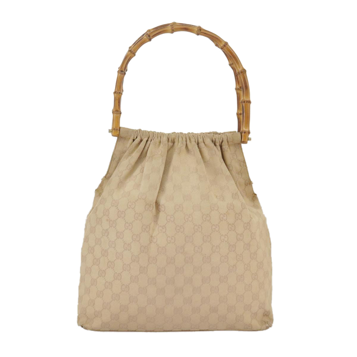 GUCCI GG Canvas Bamboo Tote Bag Beige Gold 92709 Auth hk1719 - 0