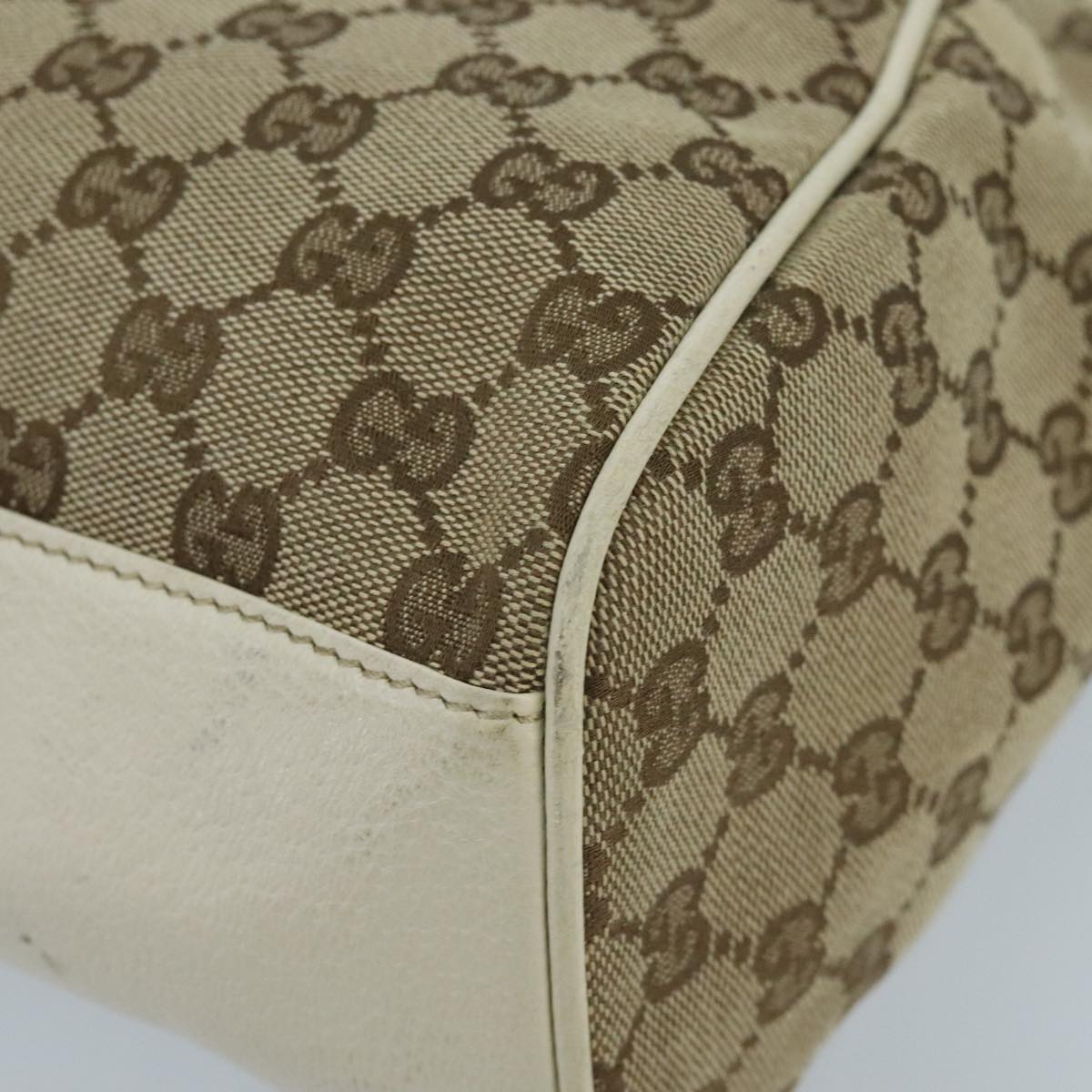 GUCCI GG Canvas Tote Bag Beige Gold 154981 Auth hk1722