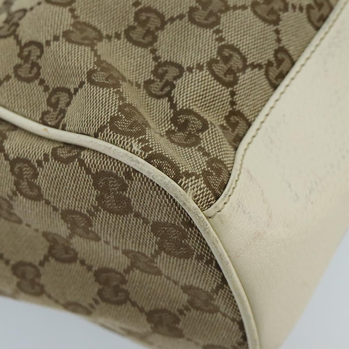 GUCCI GG Canvas Tote Bag Beige Gold 154981 Auth hk1722