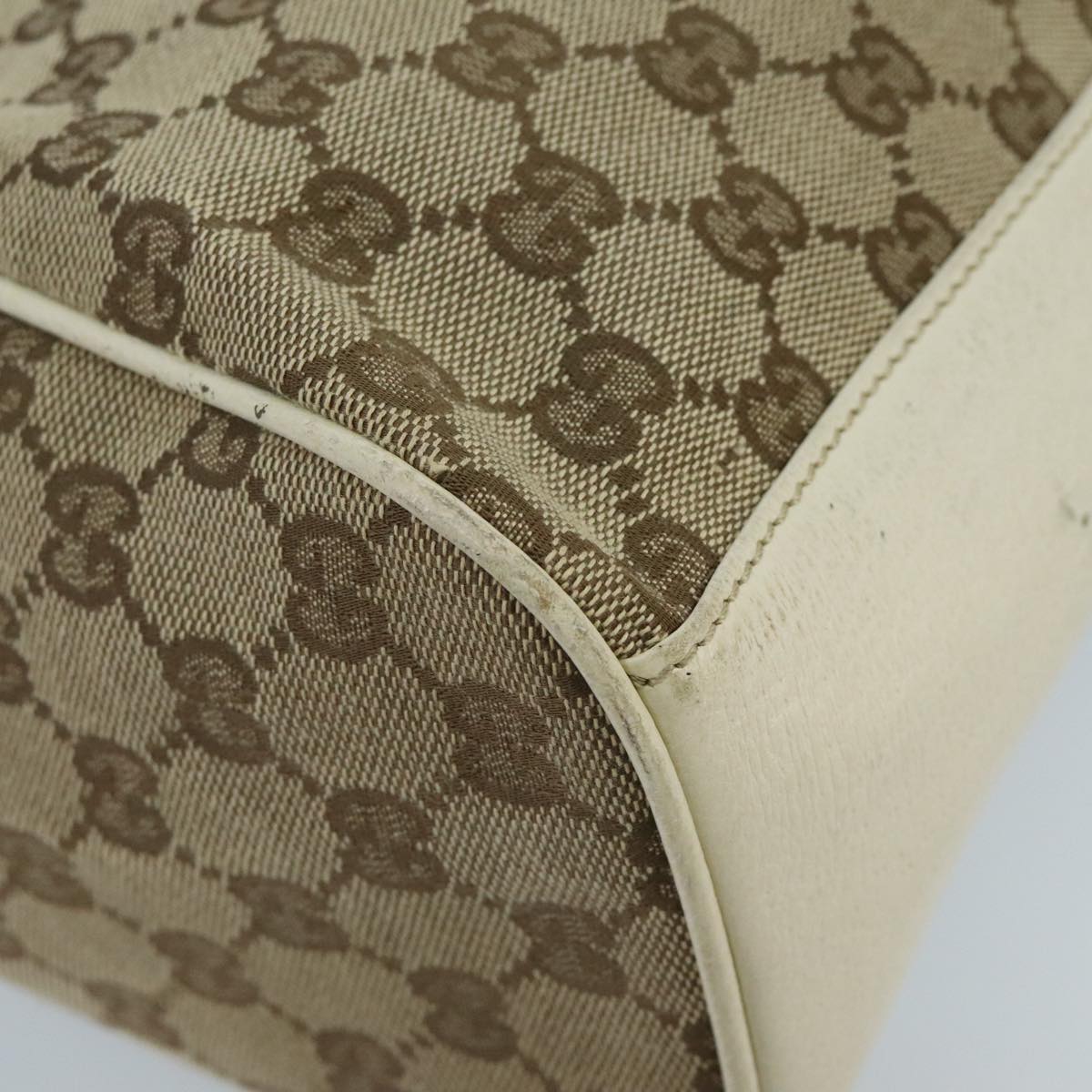 GUCCI GG Canvas Tote Bag Beige Gold 154981 Auth hk1722